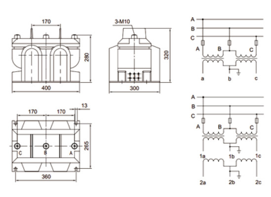 GFJSZV0279-10 three phase indoor rated load 10kv 6kv epoxy resin Variable Primary voltage transformer supplier